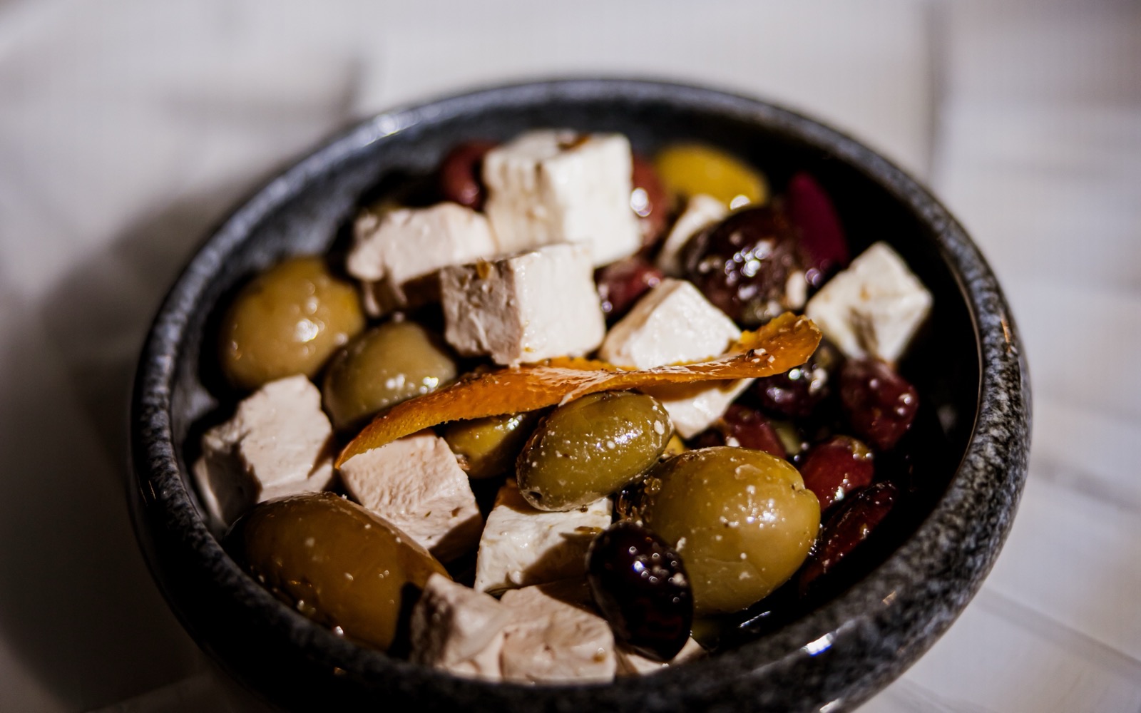 Marinated olives and feta