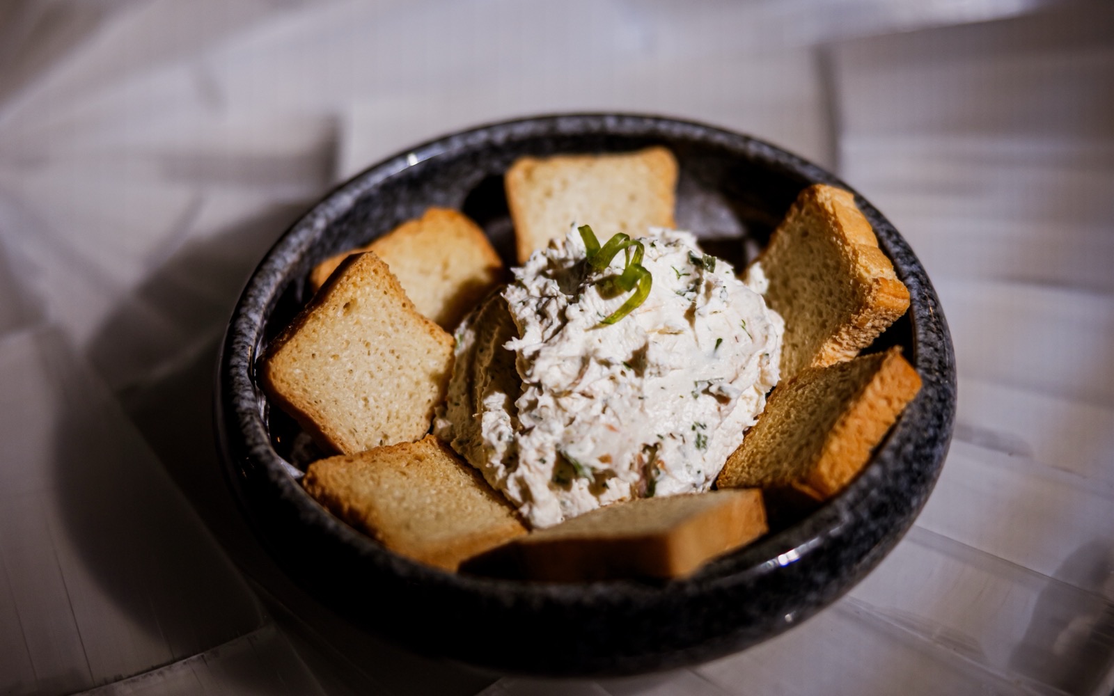 Smoked salmon dip with mini toast